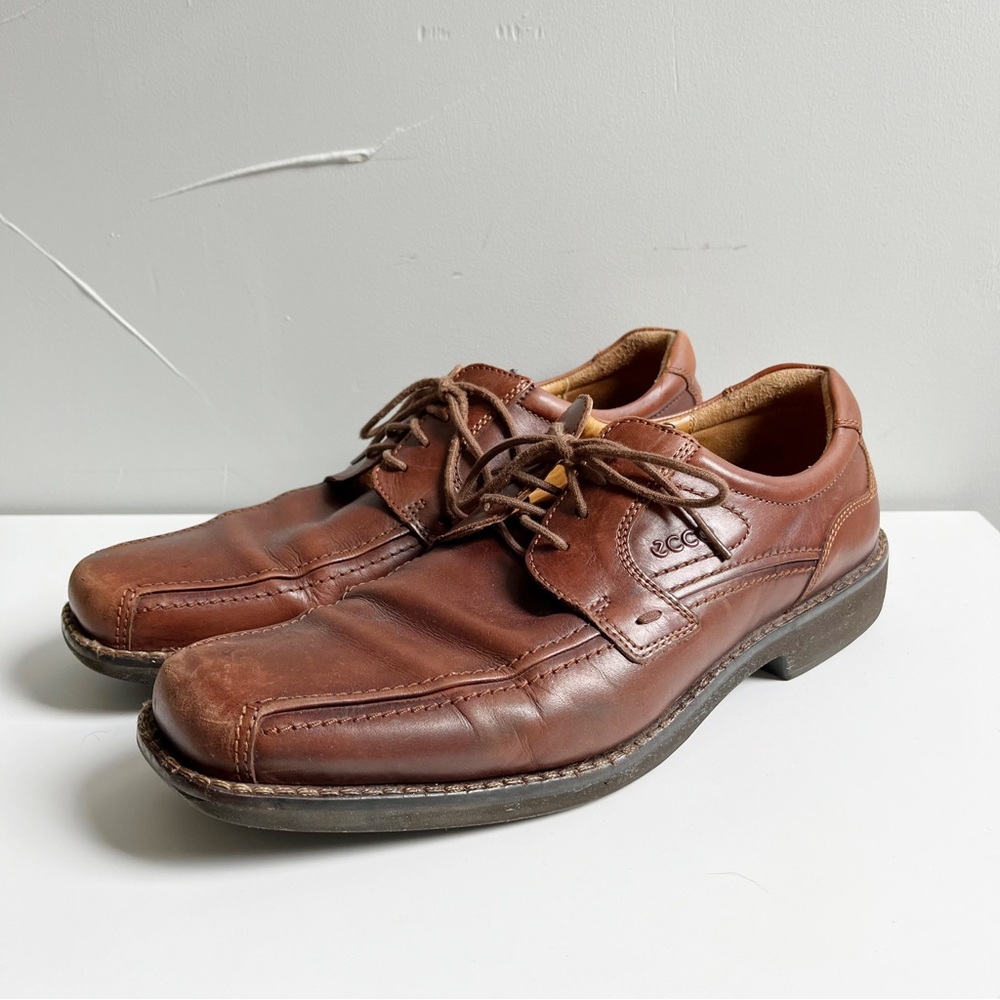 Ecco mens brown leather dress shoes size 45